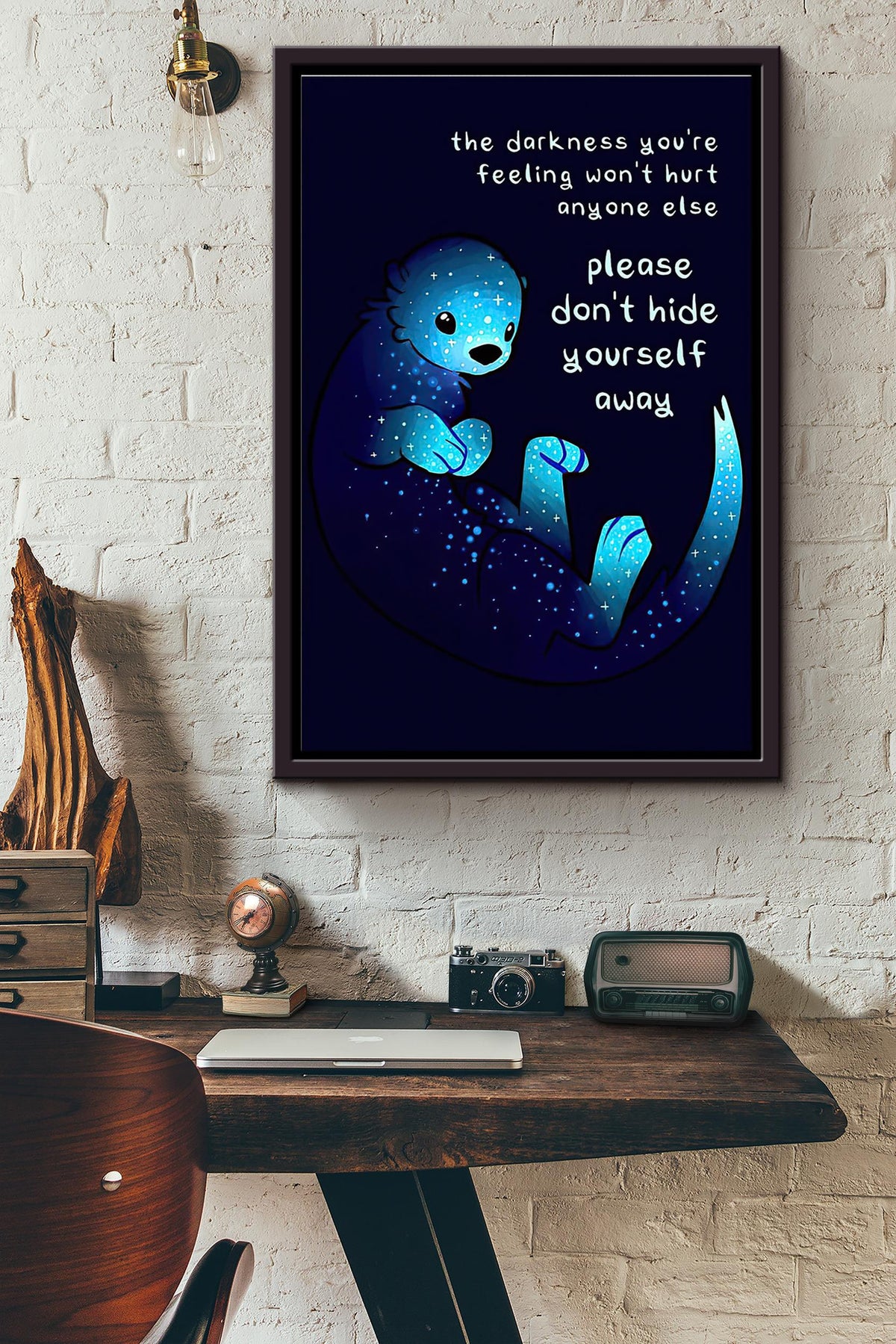 Otter Dont Hide Yourself Away Positive Poster Framed Matte Canvas