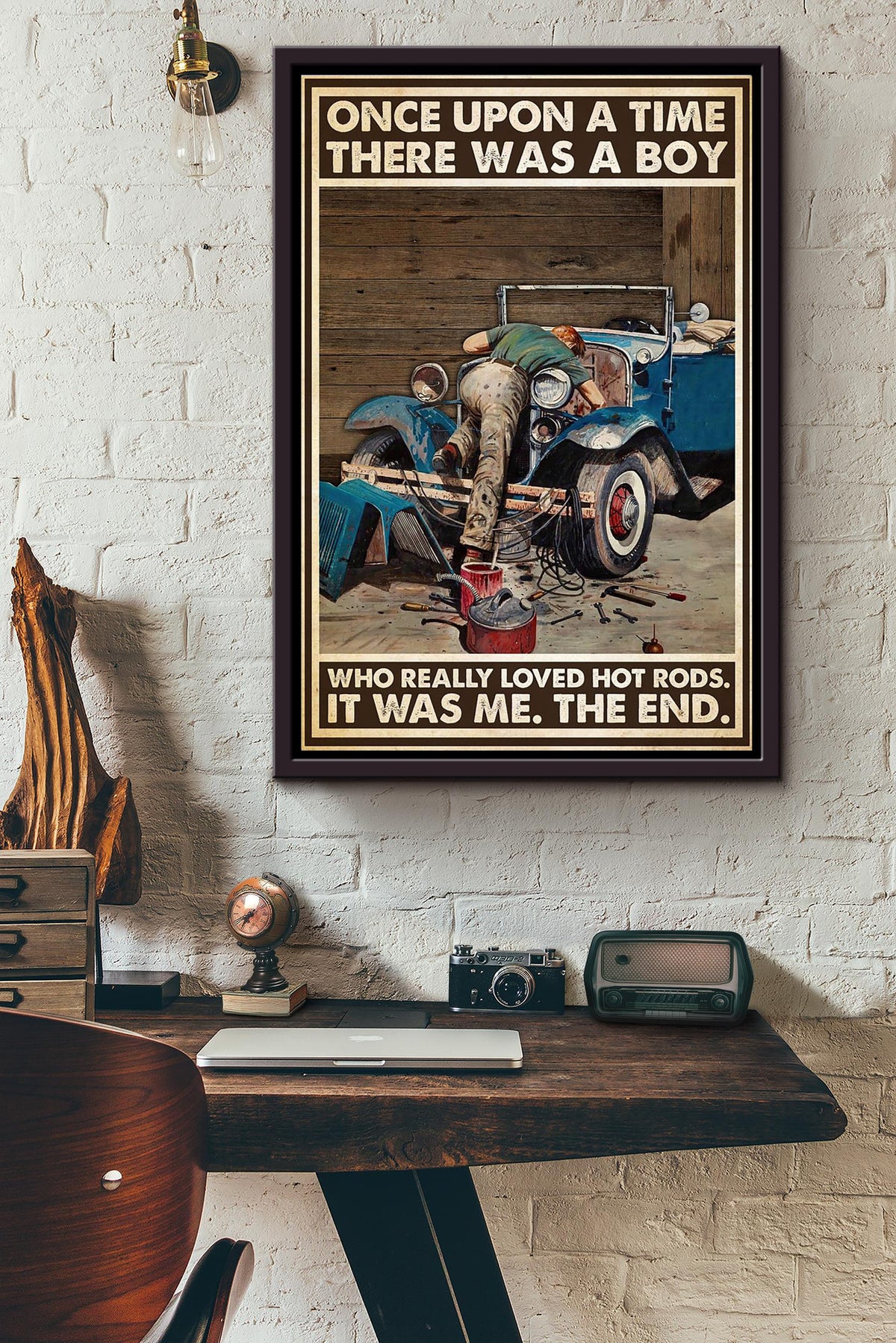 There Was A Boy Who Really Loved Hot Rods It Was Me Poster Framed Matte Canvas
