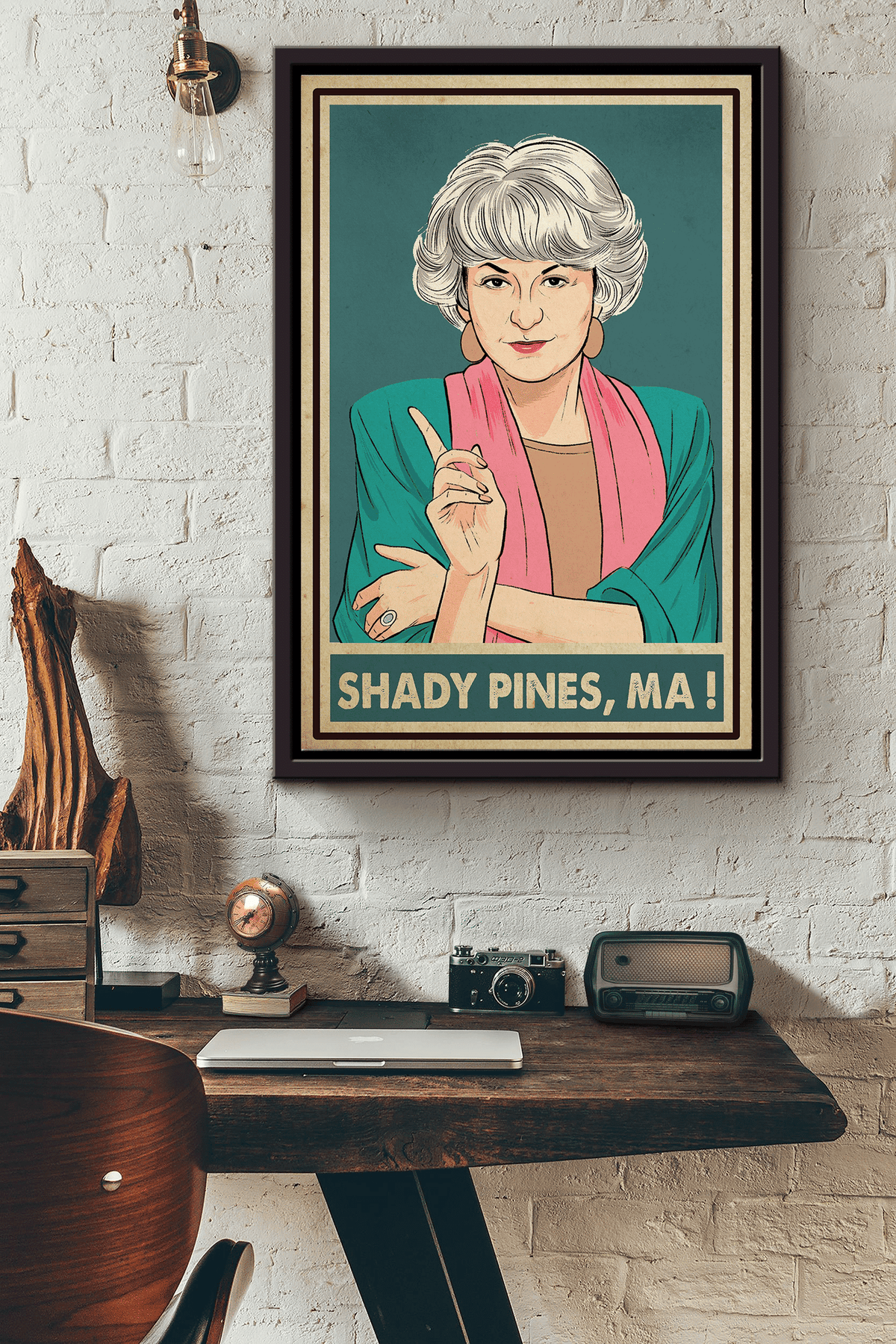 Golden Girls Shady Pines Ma Poster Framed Matte Canvas