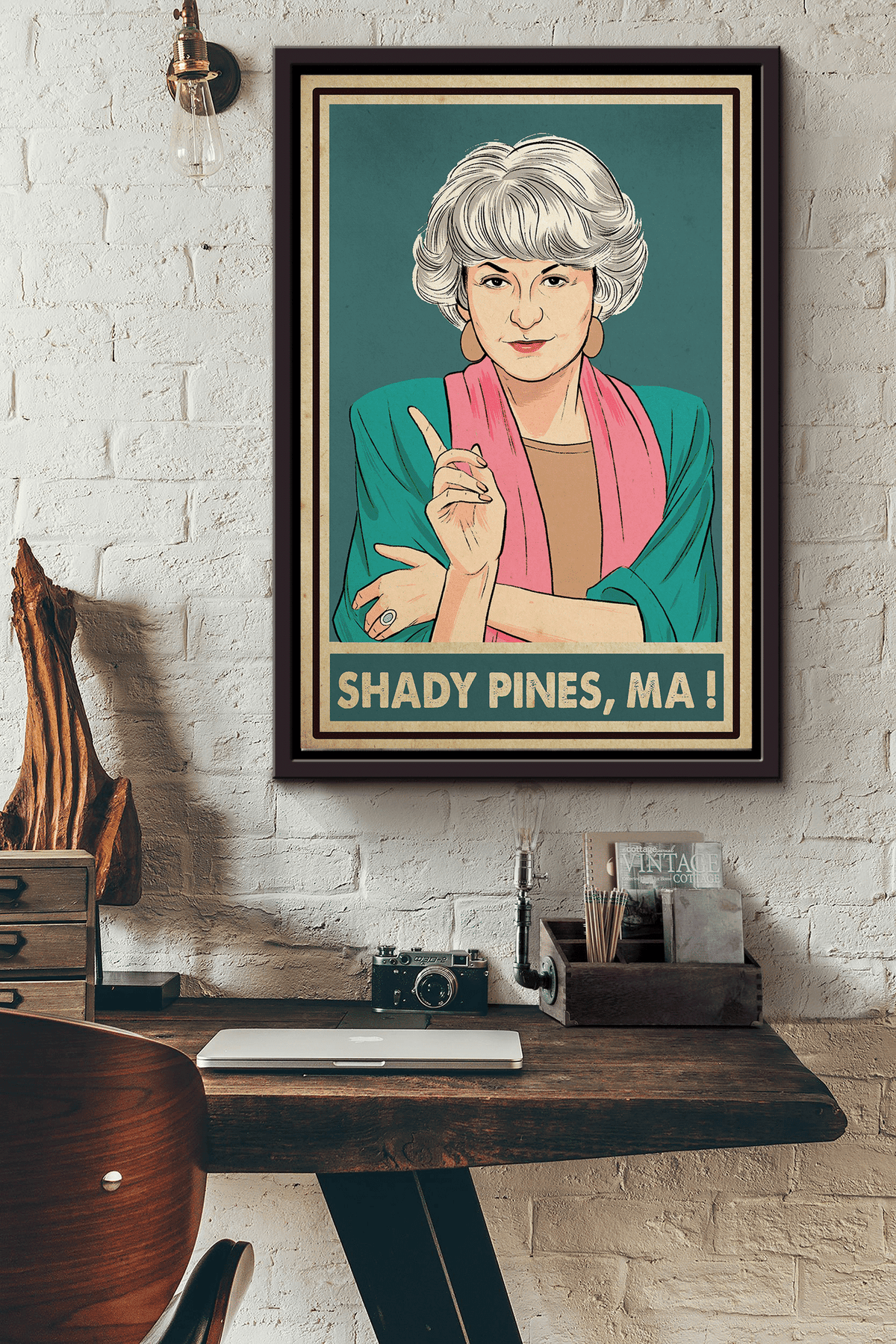 Golden Girls Shady Pines Ma Poster Framed Matte Canvas