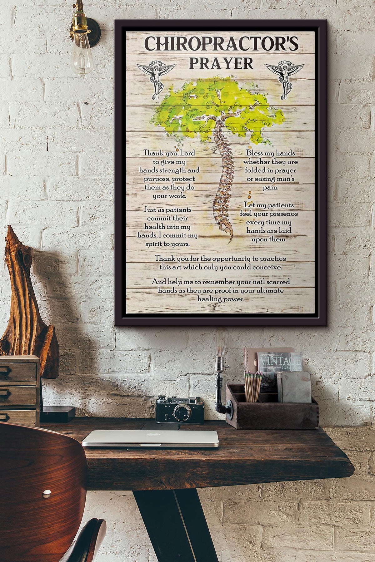 Chiropractors Prayer Poster Framed Matte Canvas