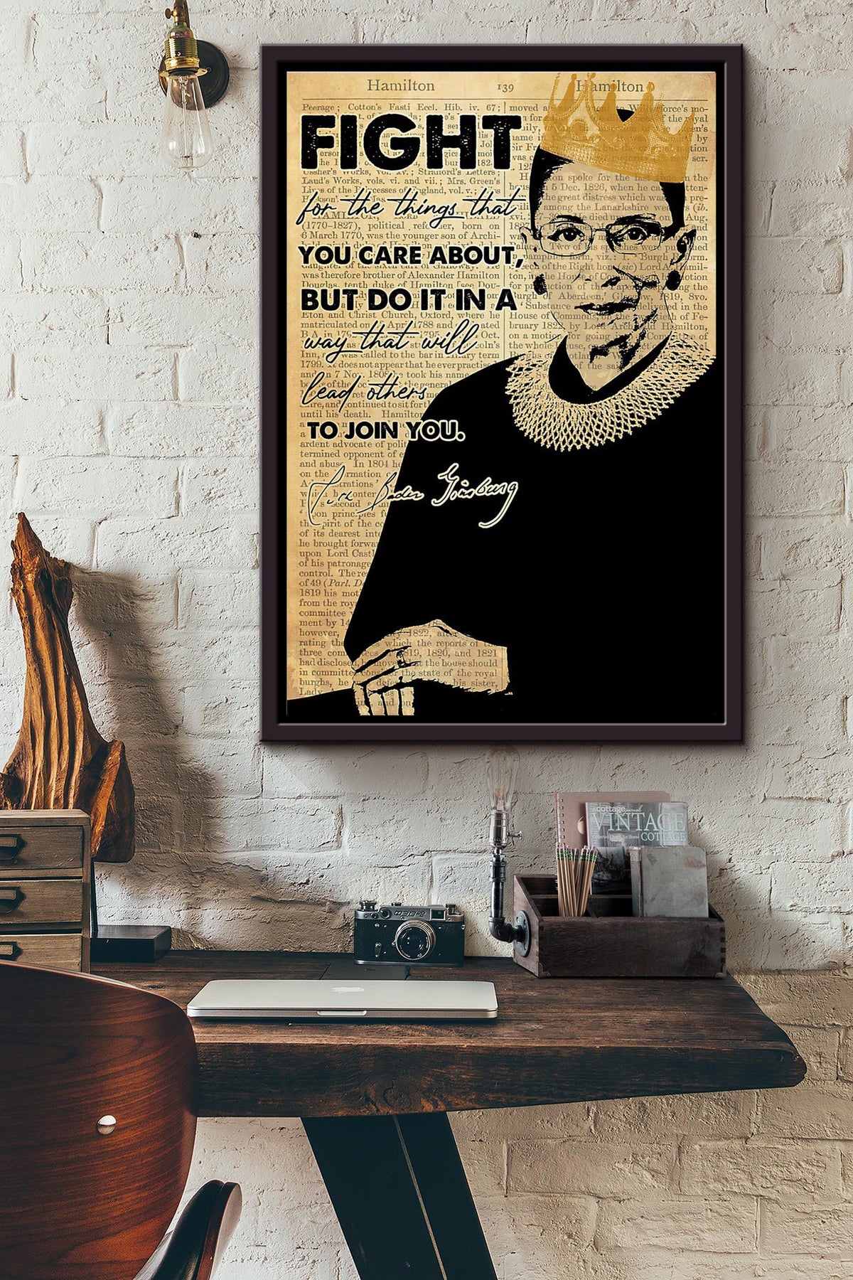 Rbg Lead Others To Join You Dictionary Poster Framed Matte Canvas