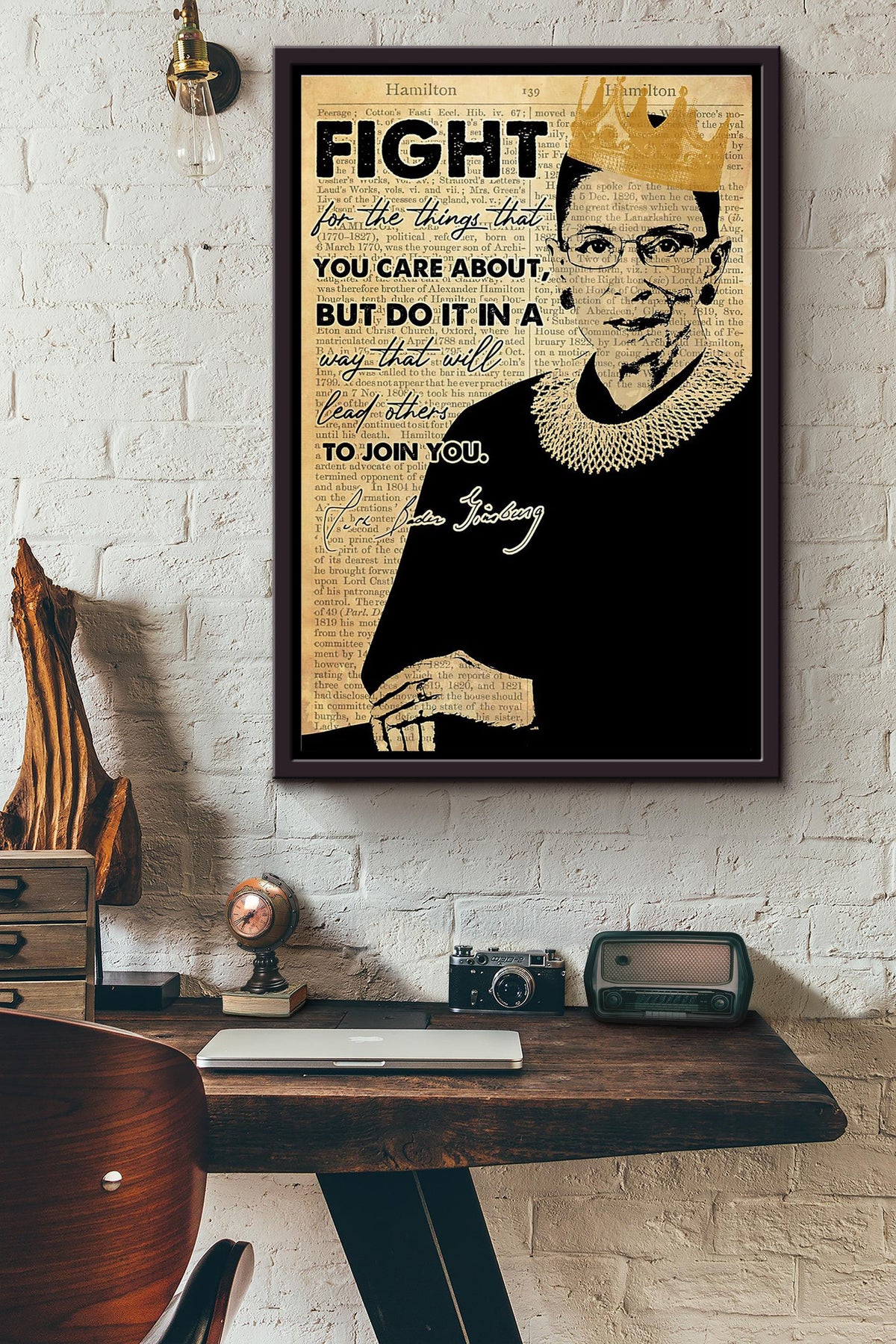 Rbg Lead Others To Join You Dictionary Poster Framed Matte Canvas