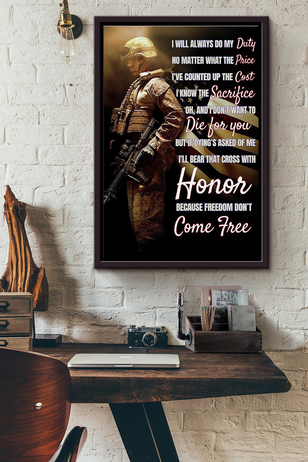 I Will Always Do My Duty Soldier Poster Framed Matte Canvas