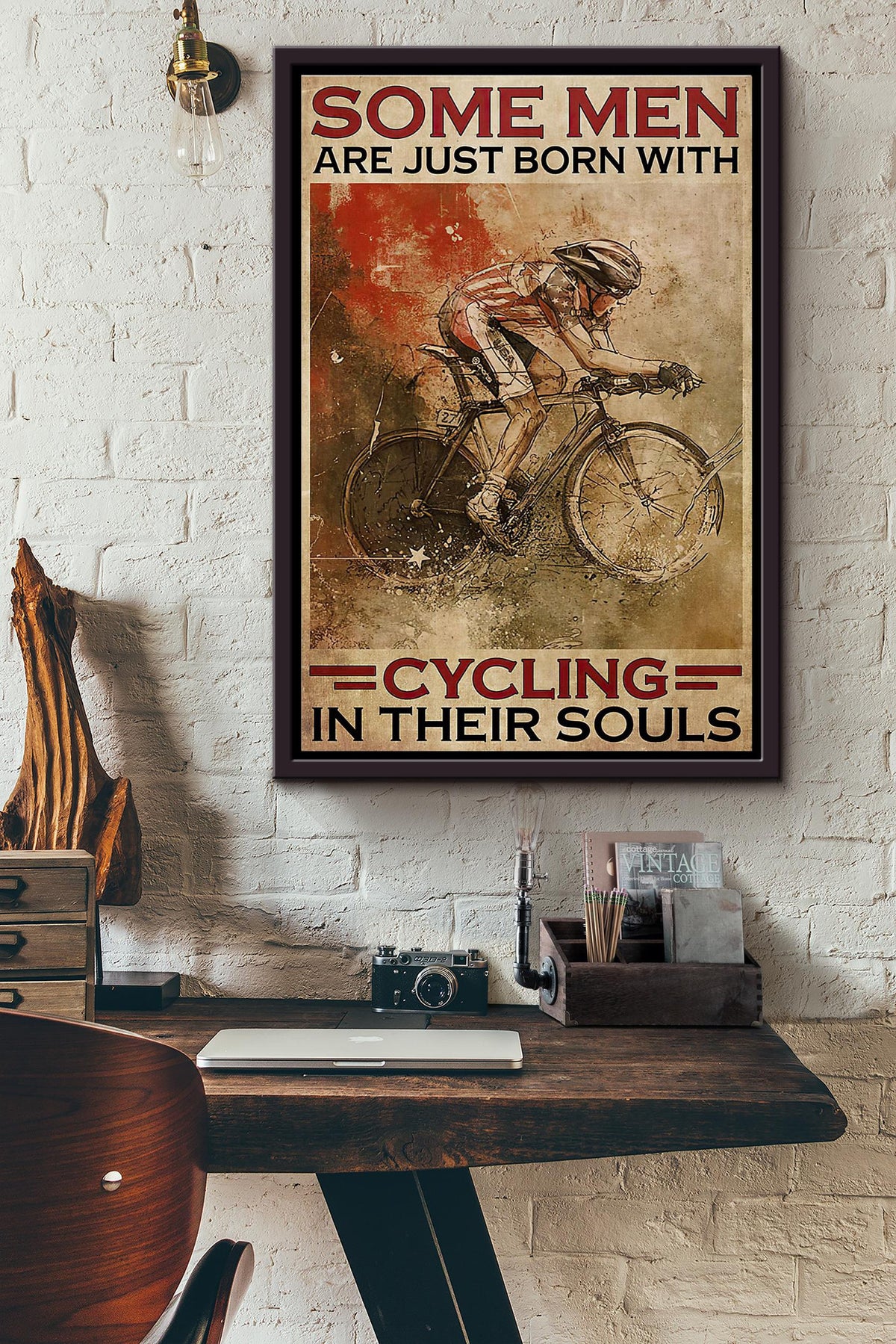Some Men Are Born With Cycling In Their Souls Poster Framed Matte Canvas