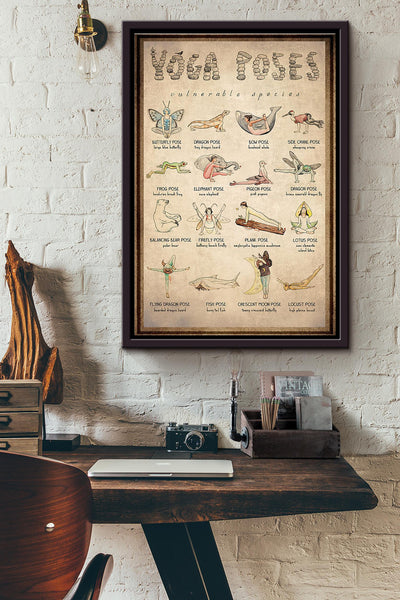 Yoga Poses Vulnerable Species Poster Framed Matte Canvas