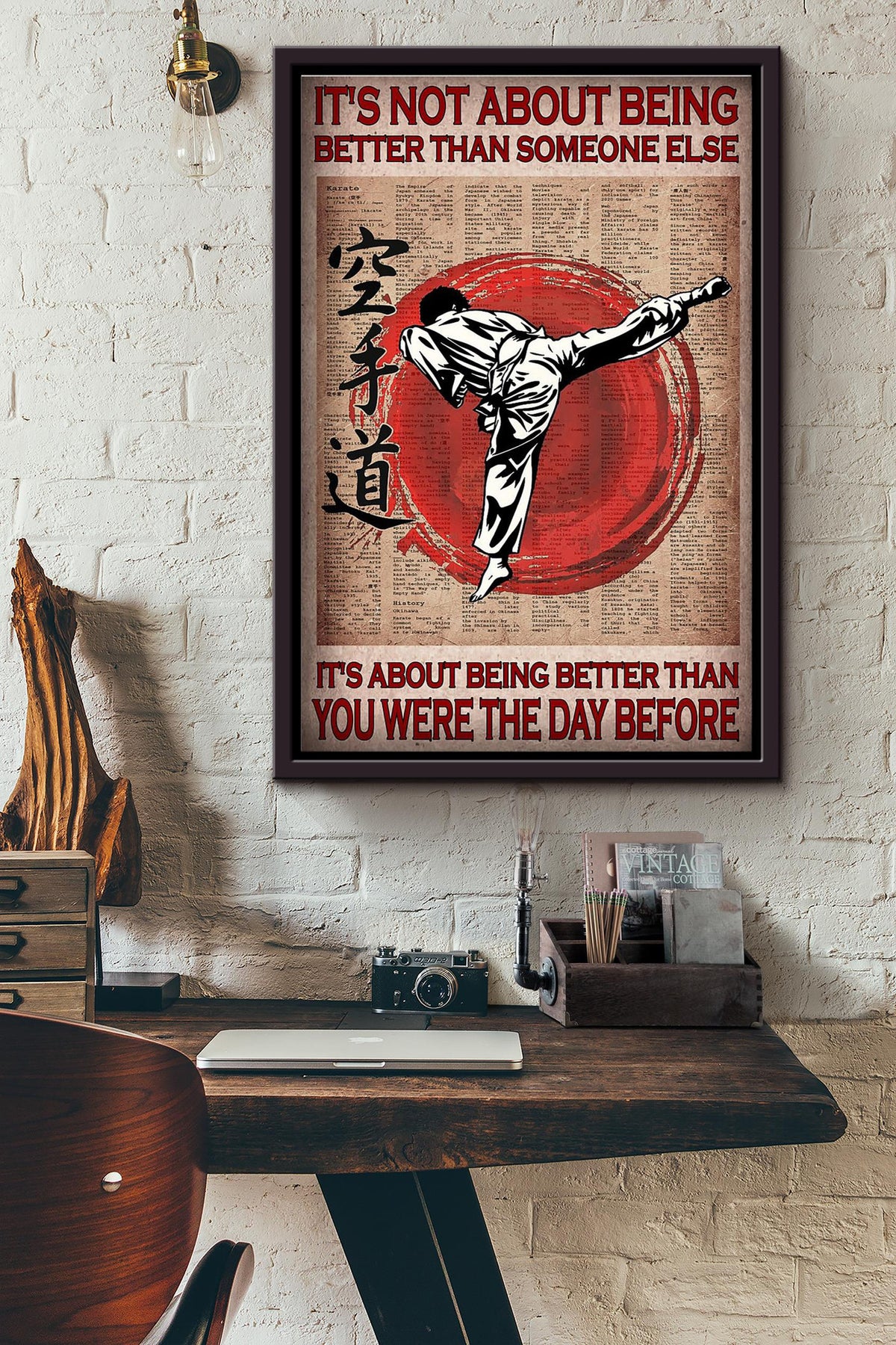 Its Not About Being Better Than Someone Else Its About Being Better Than You Were The Day Before Teakwondo Poster Framed Matte Canvas