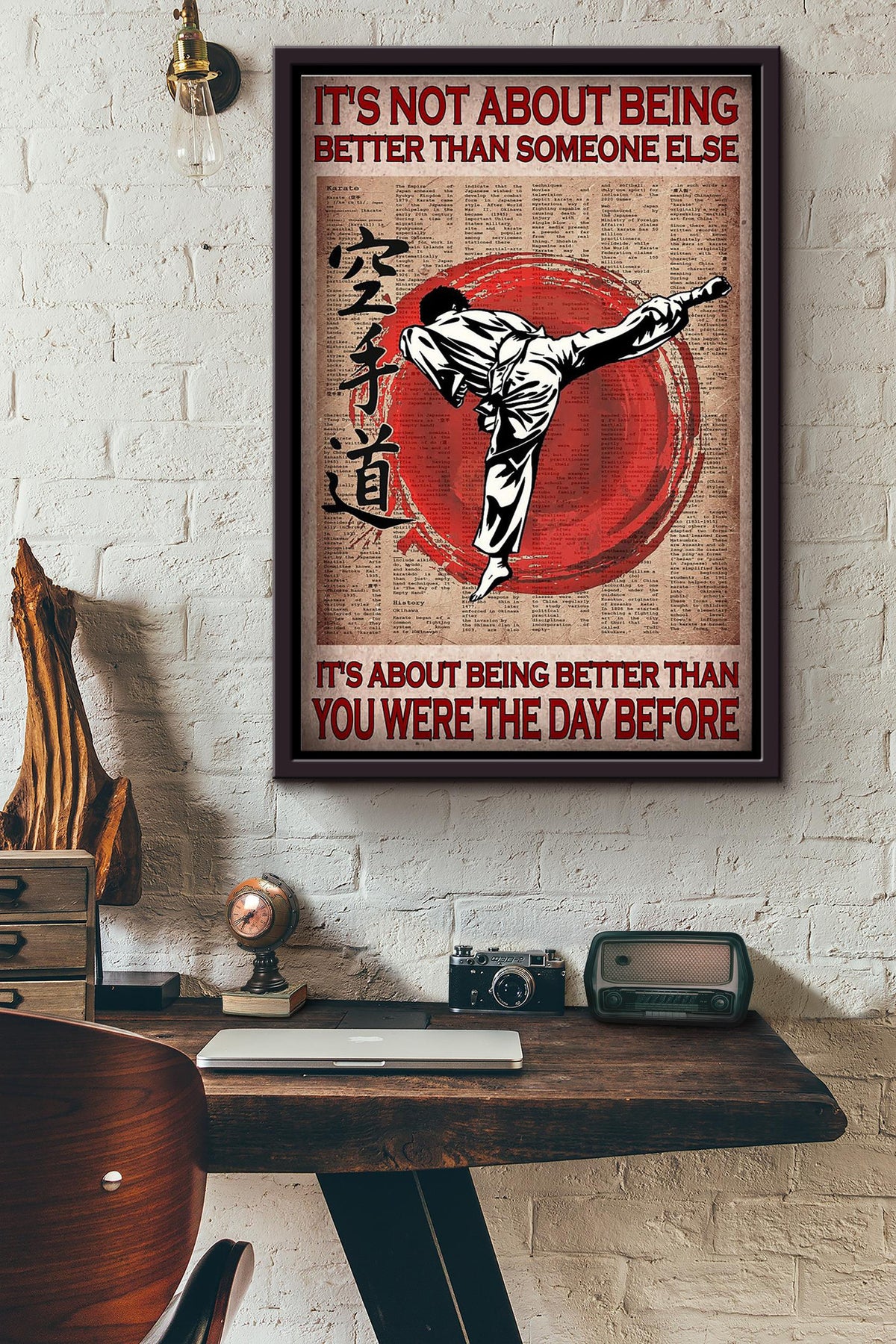 Its Not About Being Better Than Someone Else Its About Being Better Than You Were The Day Before Teakwondo Poster Framed Matte Canvas
