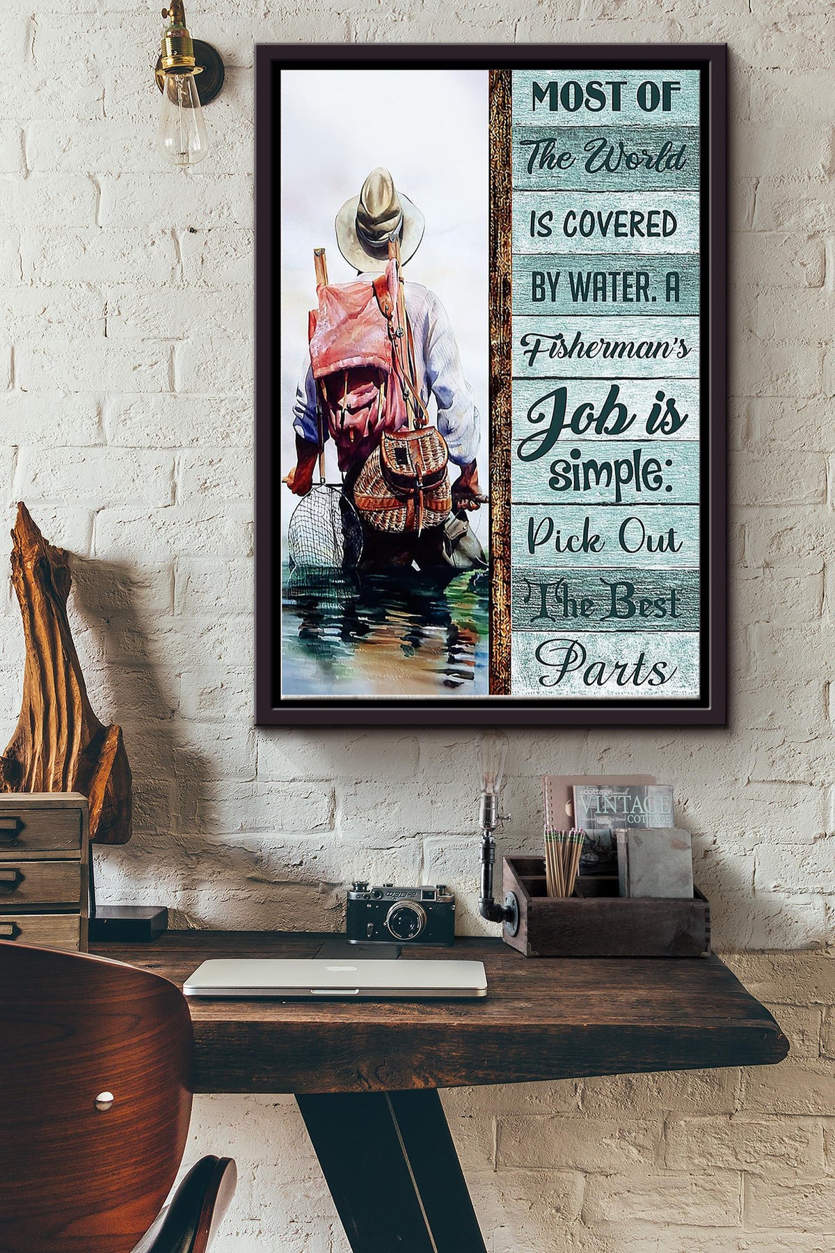 Fishing Just A Girl Who Loves Dogs And Fishing Framed Matte Canvas