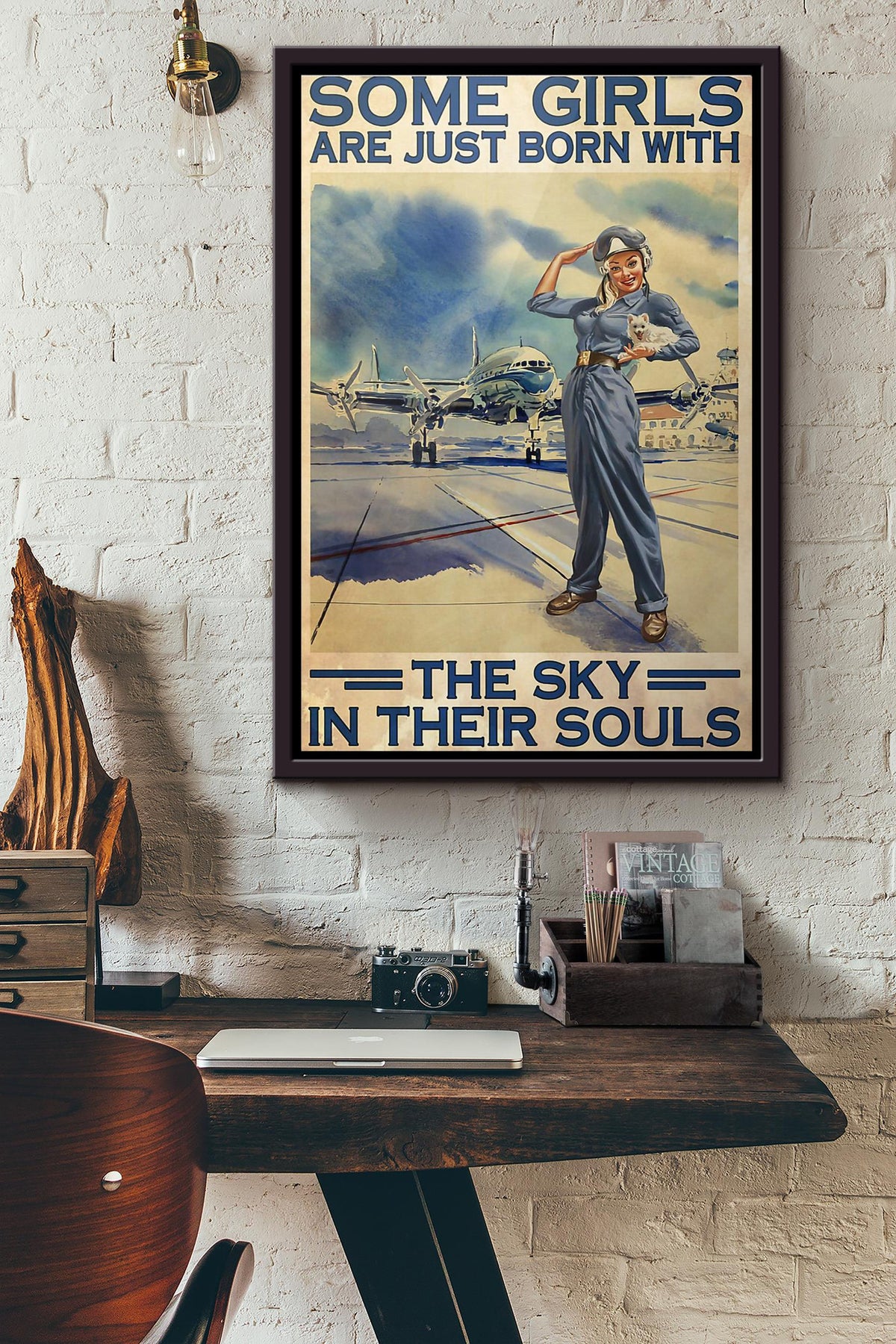 Pilot Some Girls Are Just Born With The Sky In Their Souls Poster Framed Matte Canvas