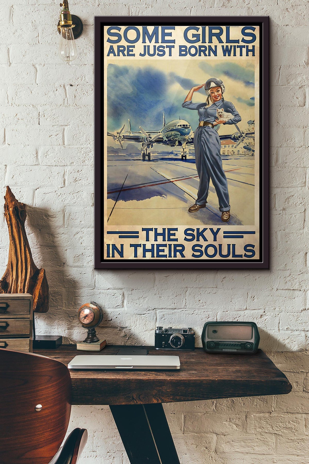 Pilot Some Girls Are Just Born With The Sky In Their Souls Poster Framed Matte Canvas