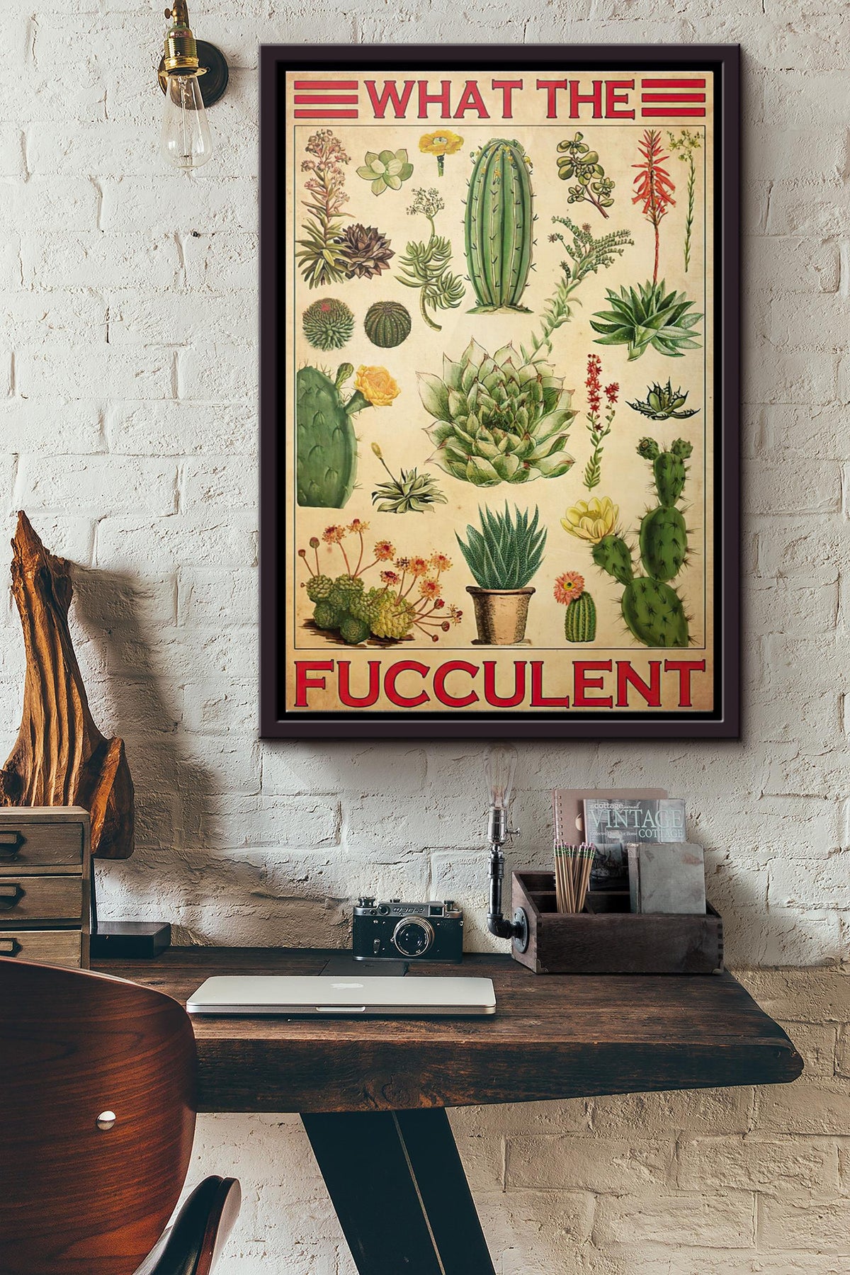 What The Fucculent Cactus Poster Framed Matte Canvas