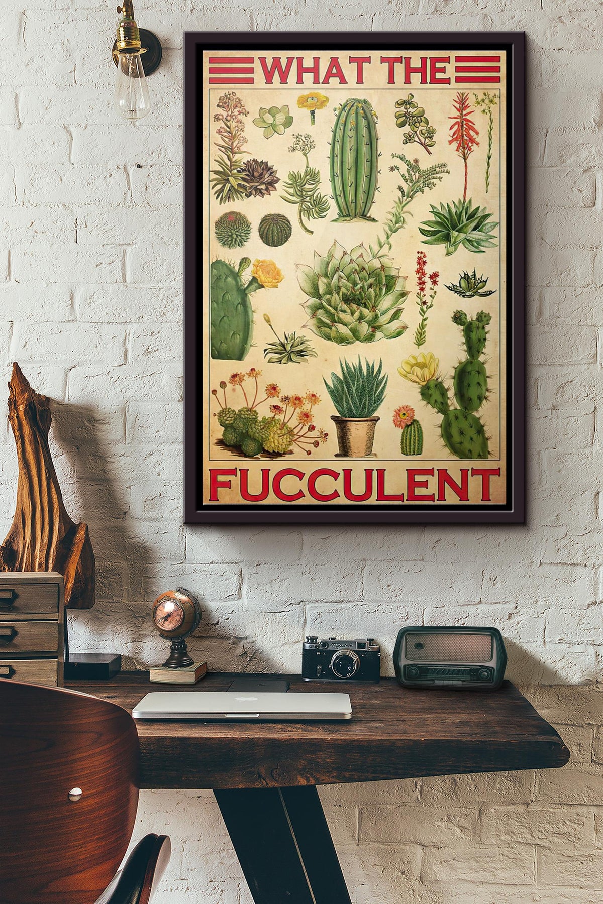 What The Fucculent Cactus Poster Framed Matte Canvas
