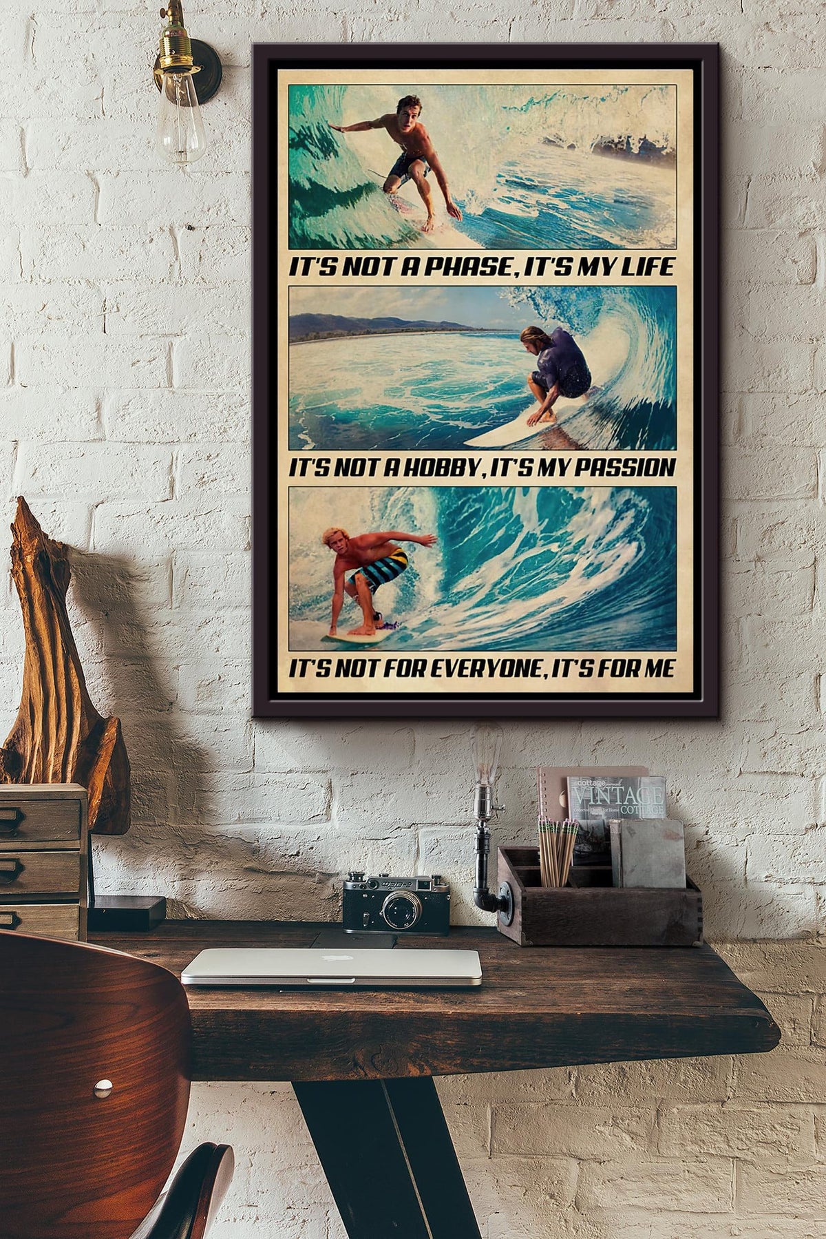 Surfing Man Its My Life Its My Passion Its For Me Poster Framed Matte Canvas