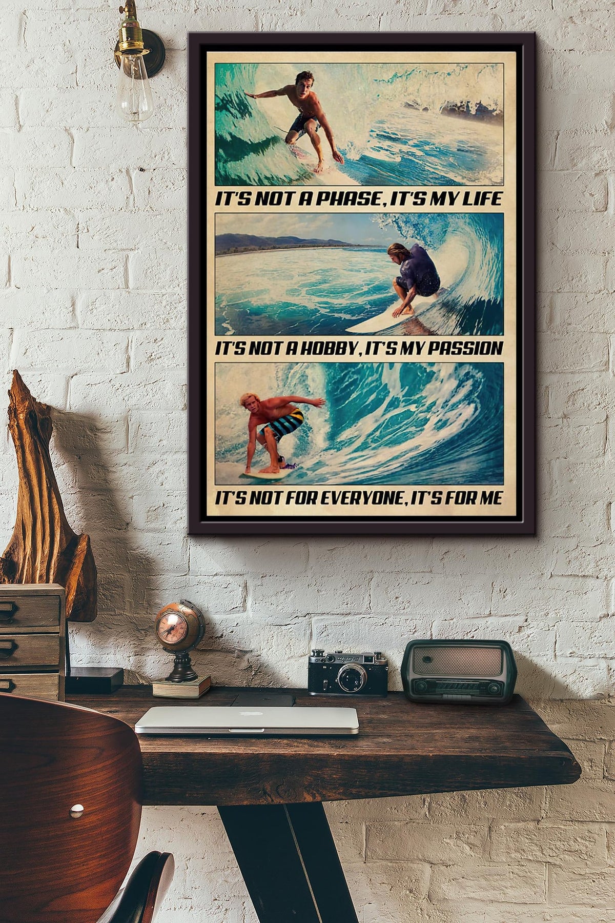 Surfing Man Its My Life Its My Passion Its For Me Poster Framed Matte Canvas