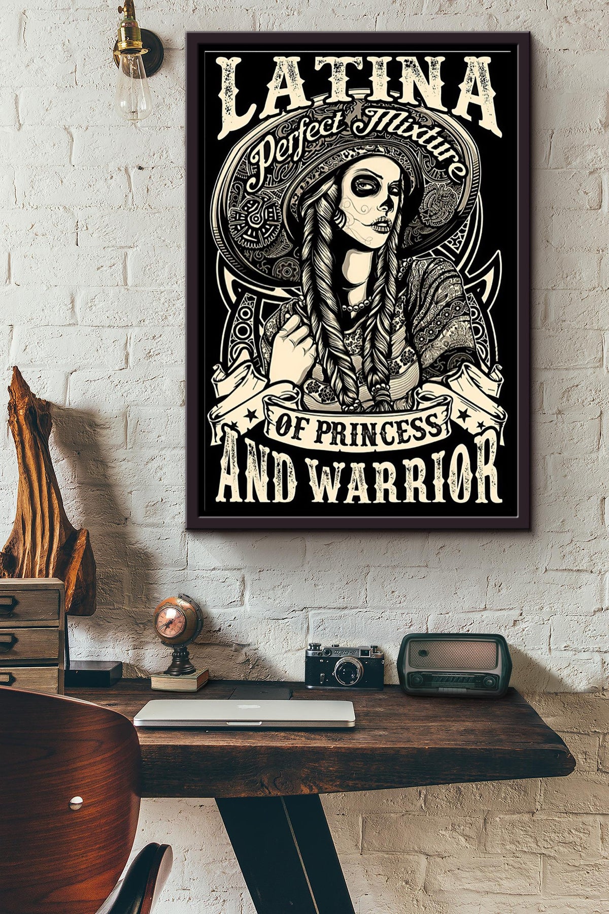 Latina Perfect Mixture Of Princess And Warrior Poster Framed Matte Canvas