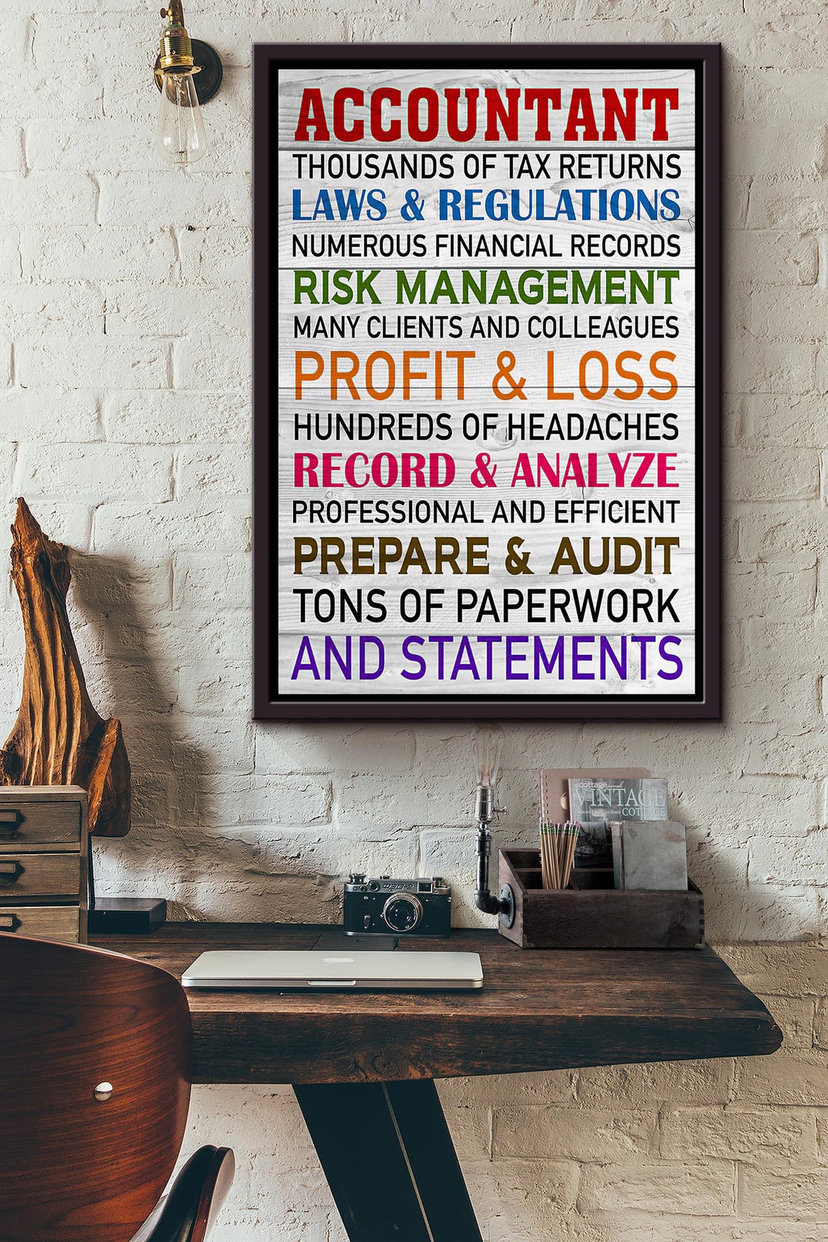 Accountant Thousands Of Tax Returns Laws And Regulations Poster Framed Matte Canvas
