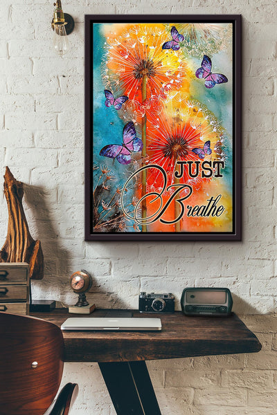 Butterfly Just Breathe Colors Poster Framed Matte Canvas