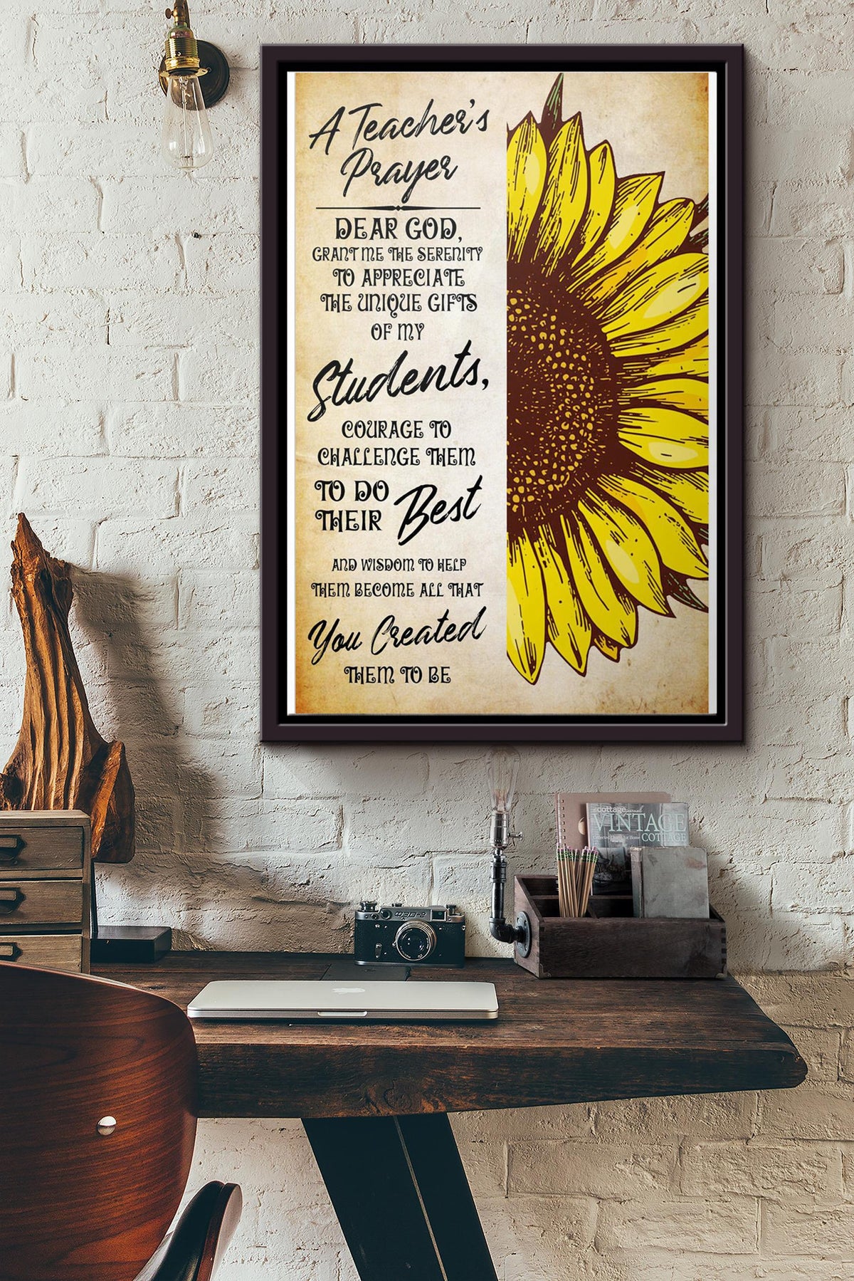 A Teachers Prayer Dear God Grant Me The Serenity Poster Framed Matte Canvas