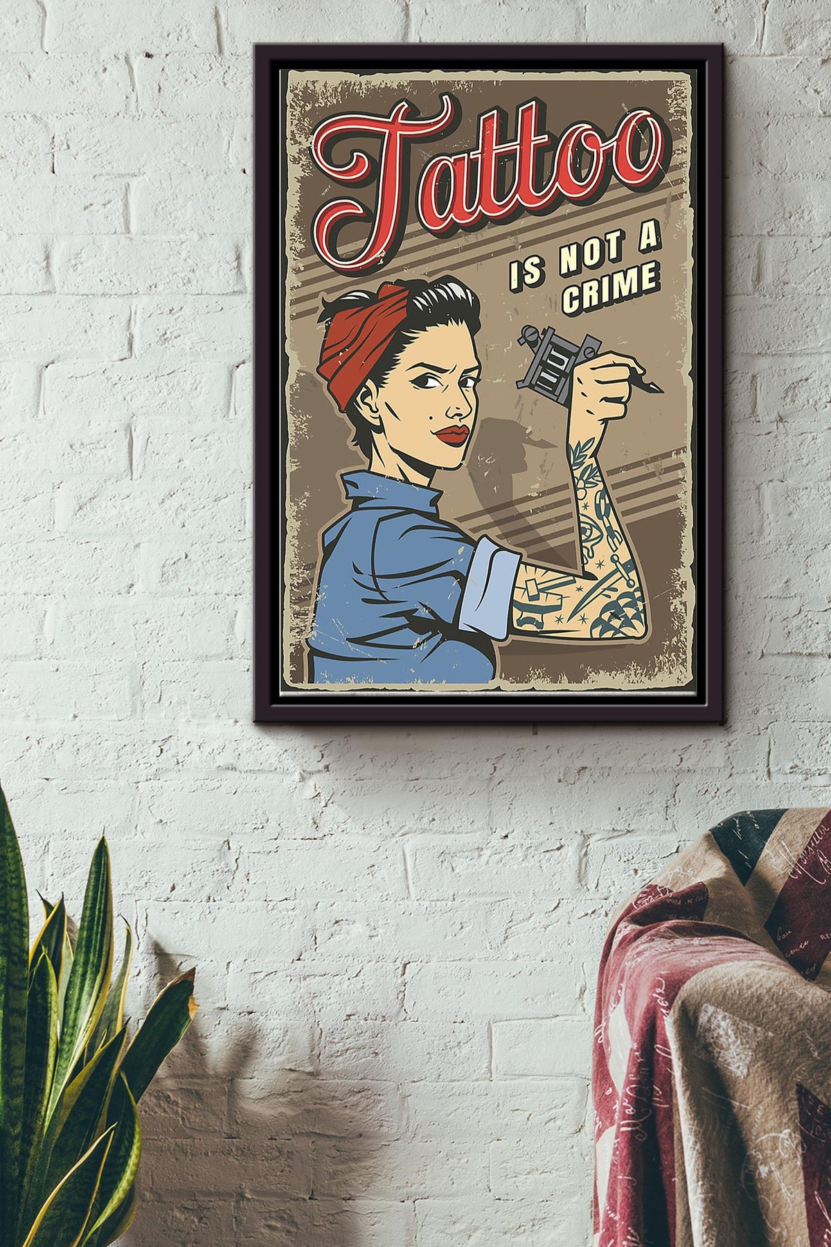 Tattoo Is Not A Crime Female Tattoo Artist Poster Framed Matte Canvas