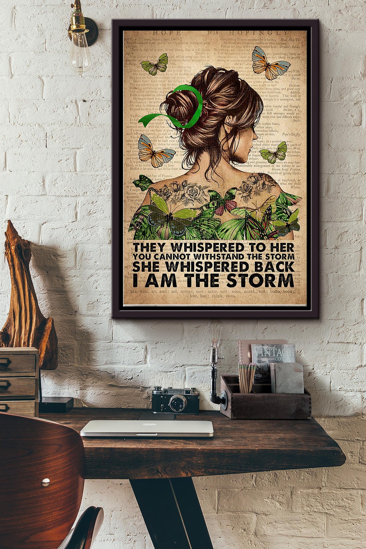 Mental Health She Whispered Back I Am The Storm Dictionary Poster Framed Matte Canvas