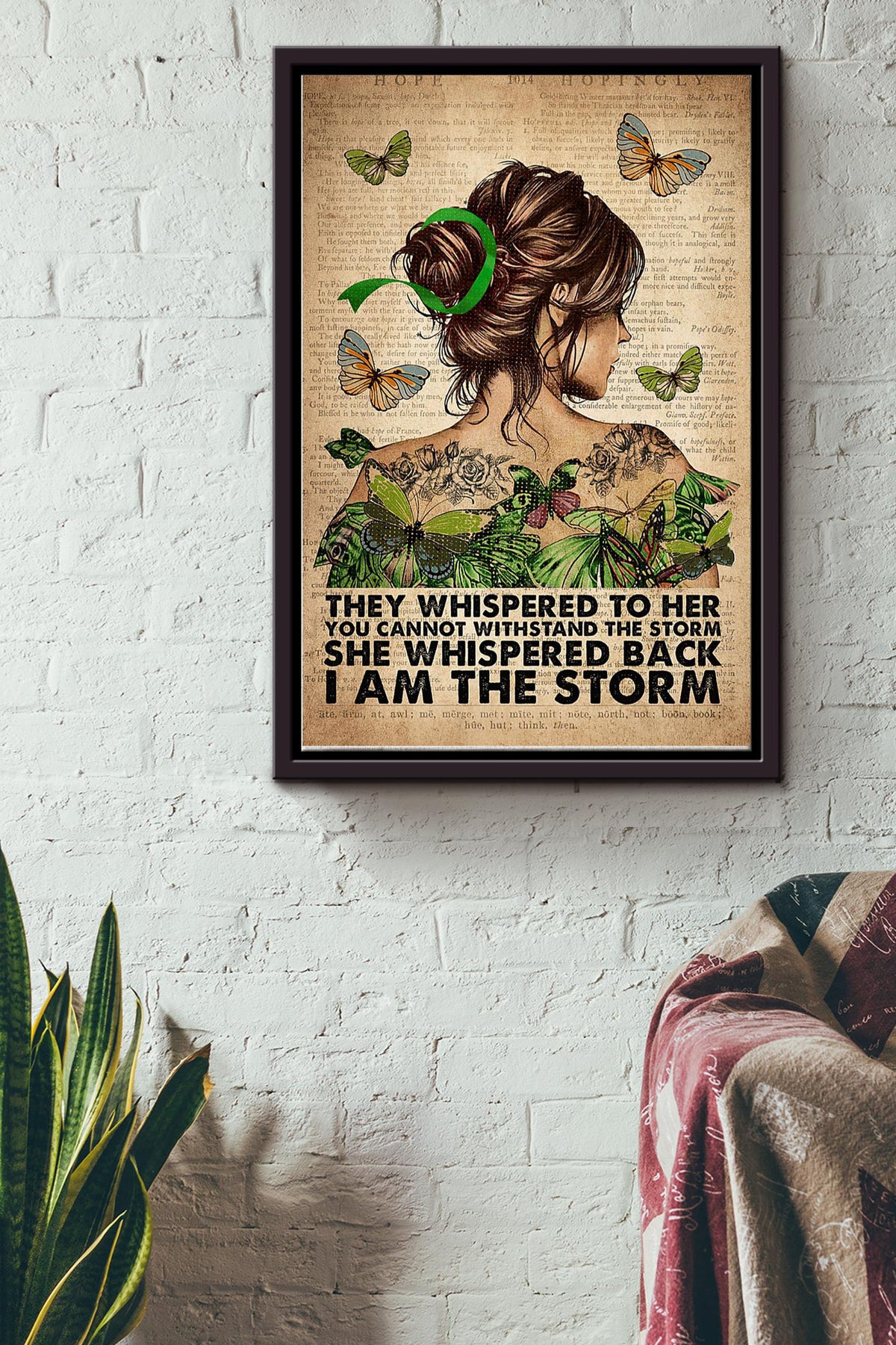 Mental Health She Whispered Back I Am The Storm Dictionary Poster Framed Matte Canvas