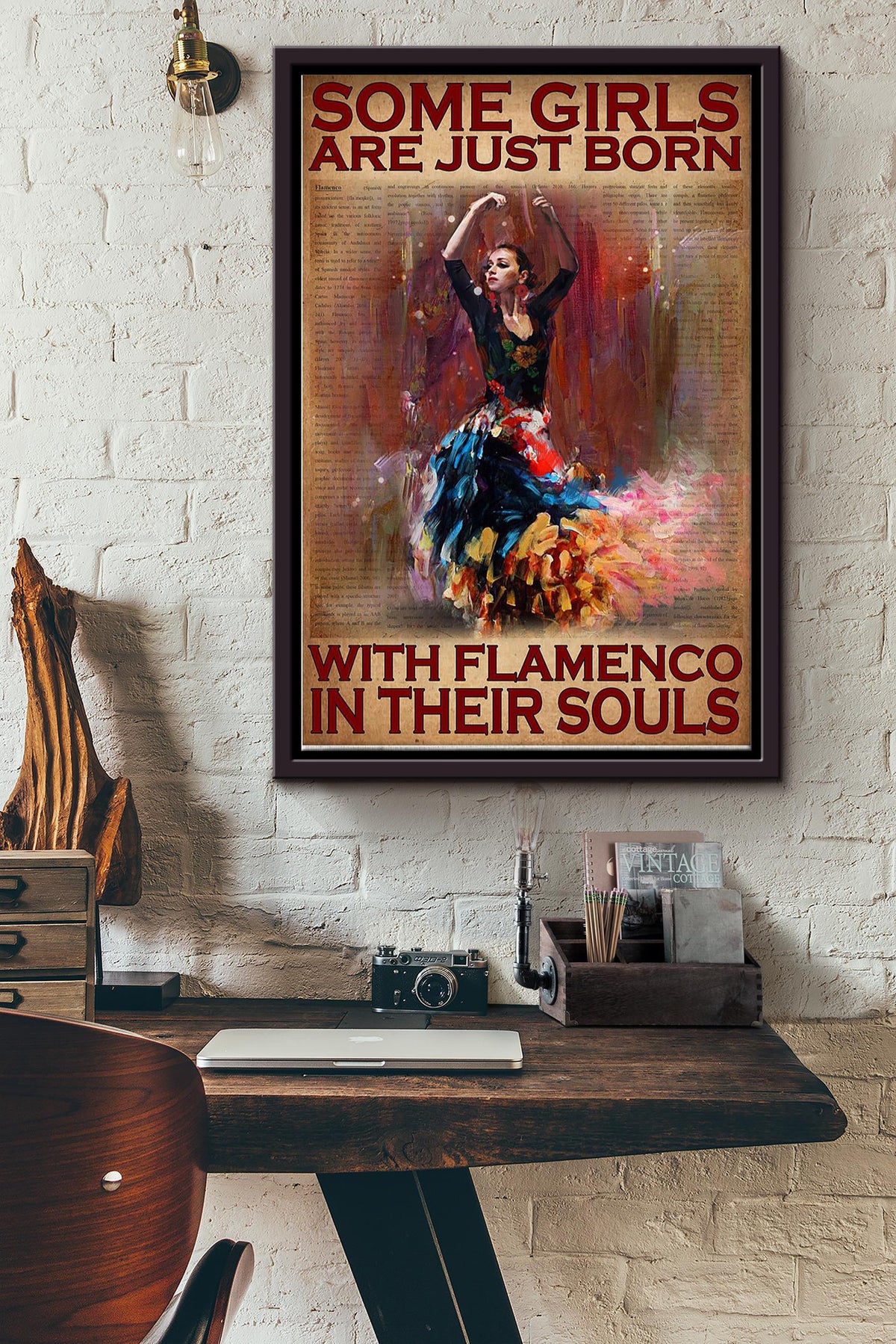 Some Girls Are Just Born With Flamenco In Their Souls Poster Framed Matte Canvas