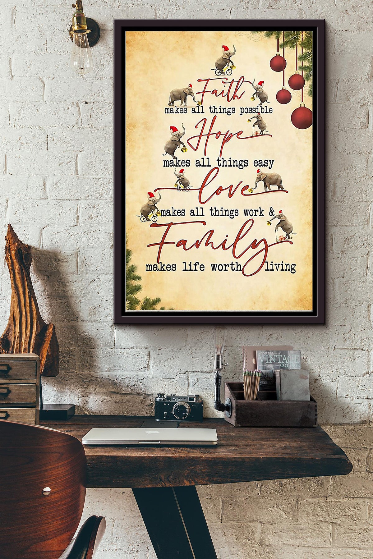 Elephant - Family Makes Life Worth Living Framed Matte Canvas
