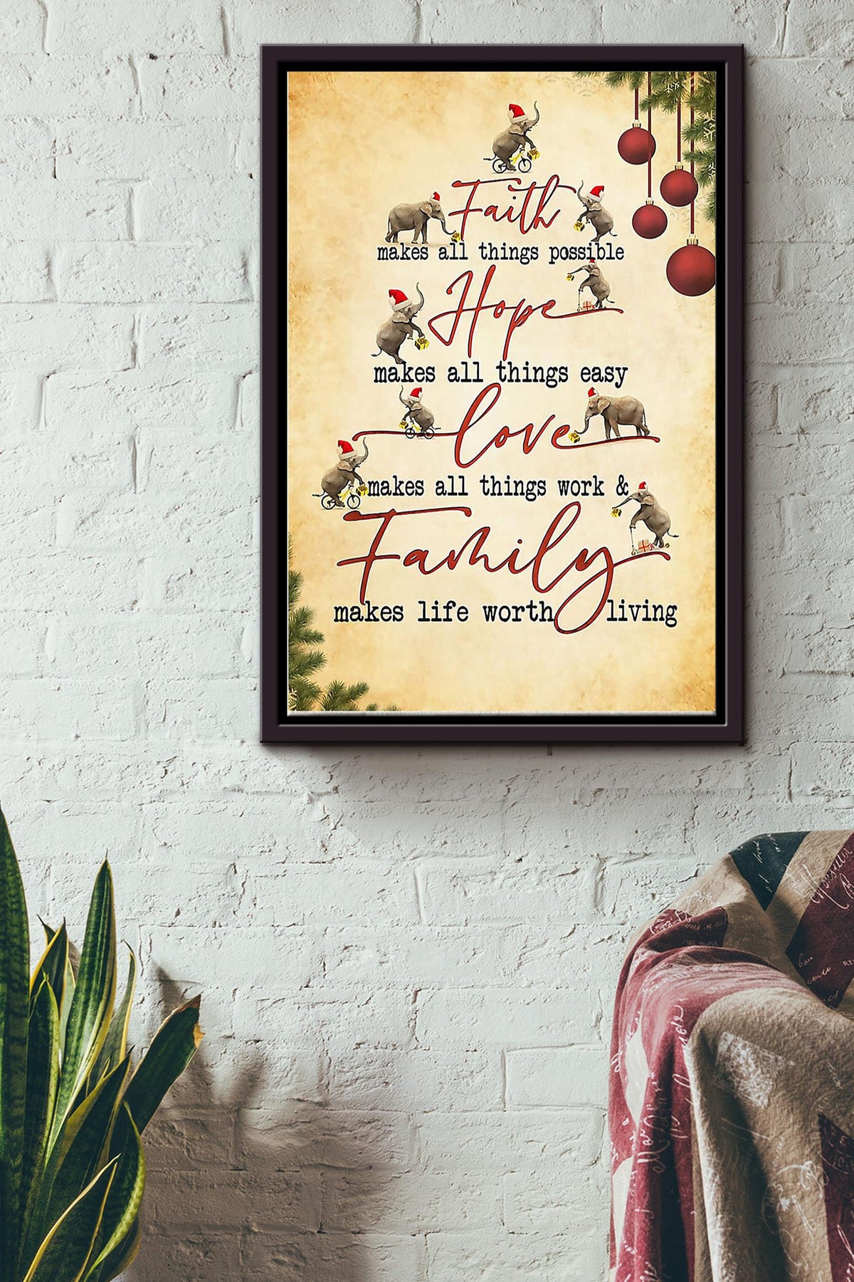 Elephant - Family Makes Life Worth Living Framed Matte Canvas