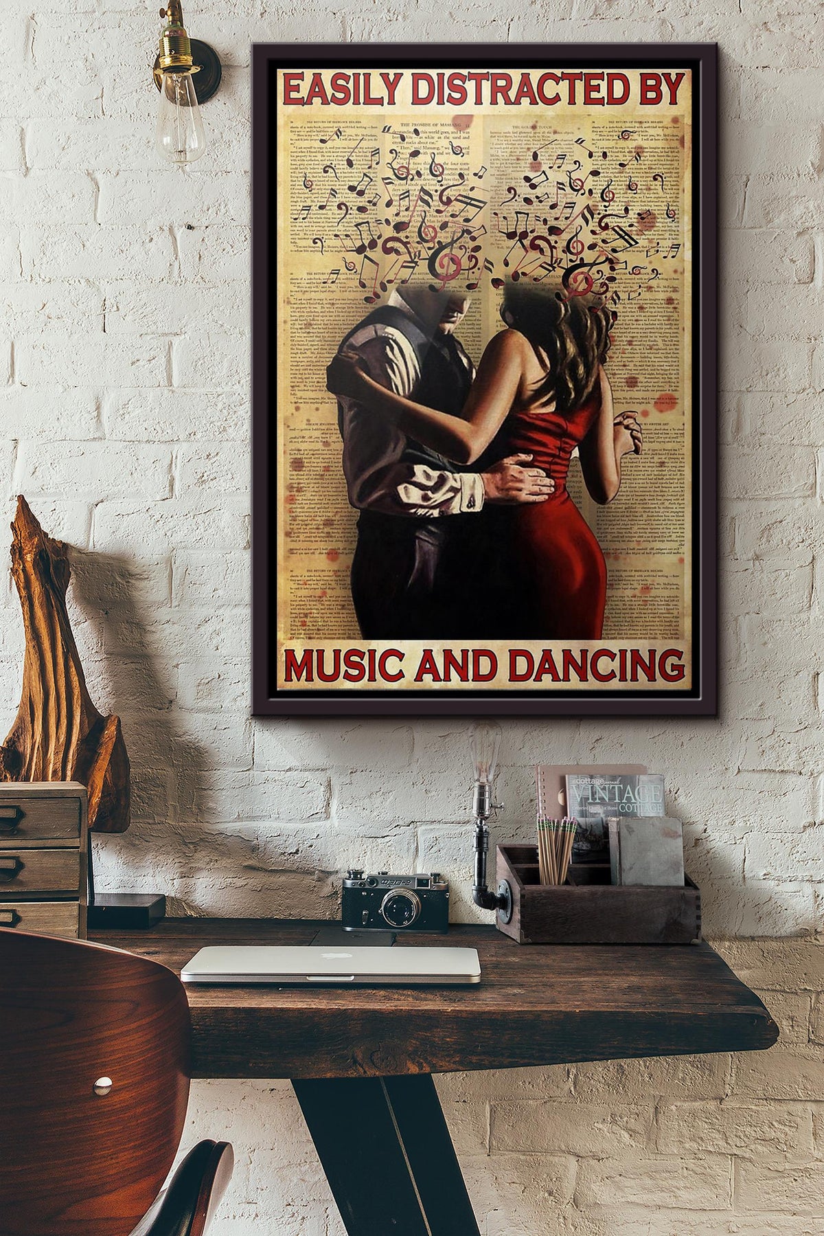 Easily Distracted By Music And Dancing Poster Framed Matte Canvas