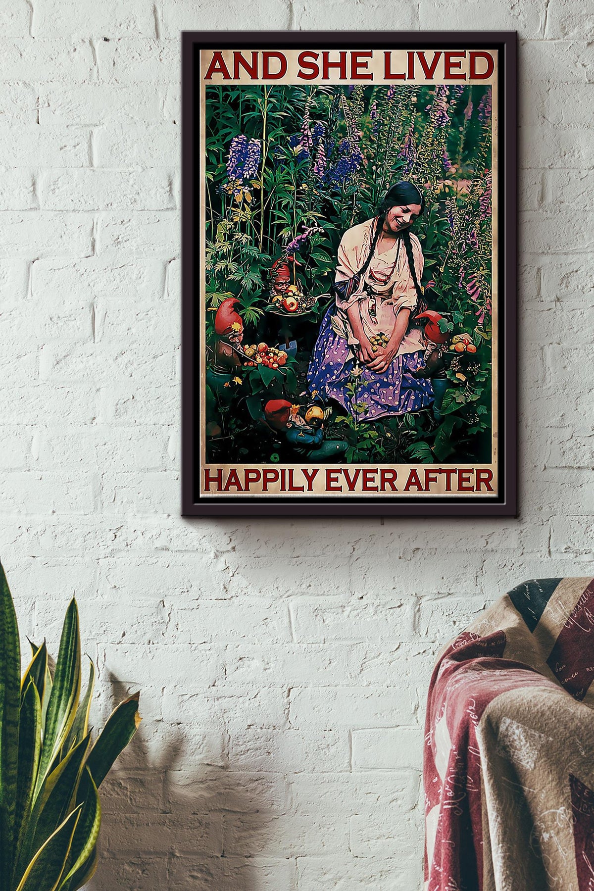 Gardening And She Live Happily Ever After Framed Matte Canvas