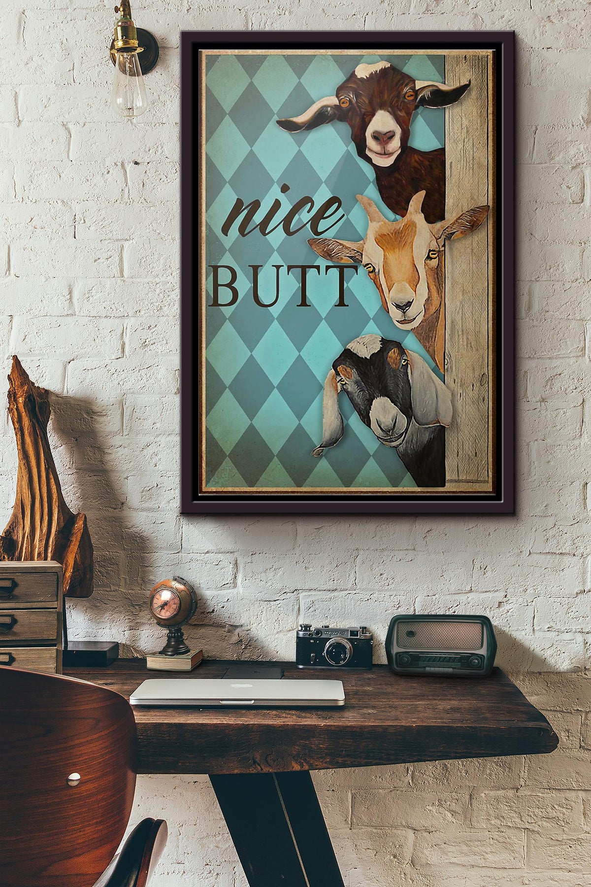 Goat Nice Butt Poster Framed Matte Canvas