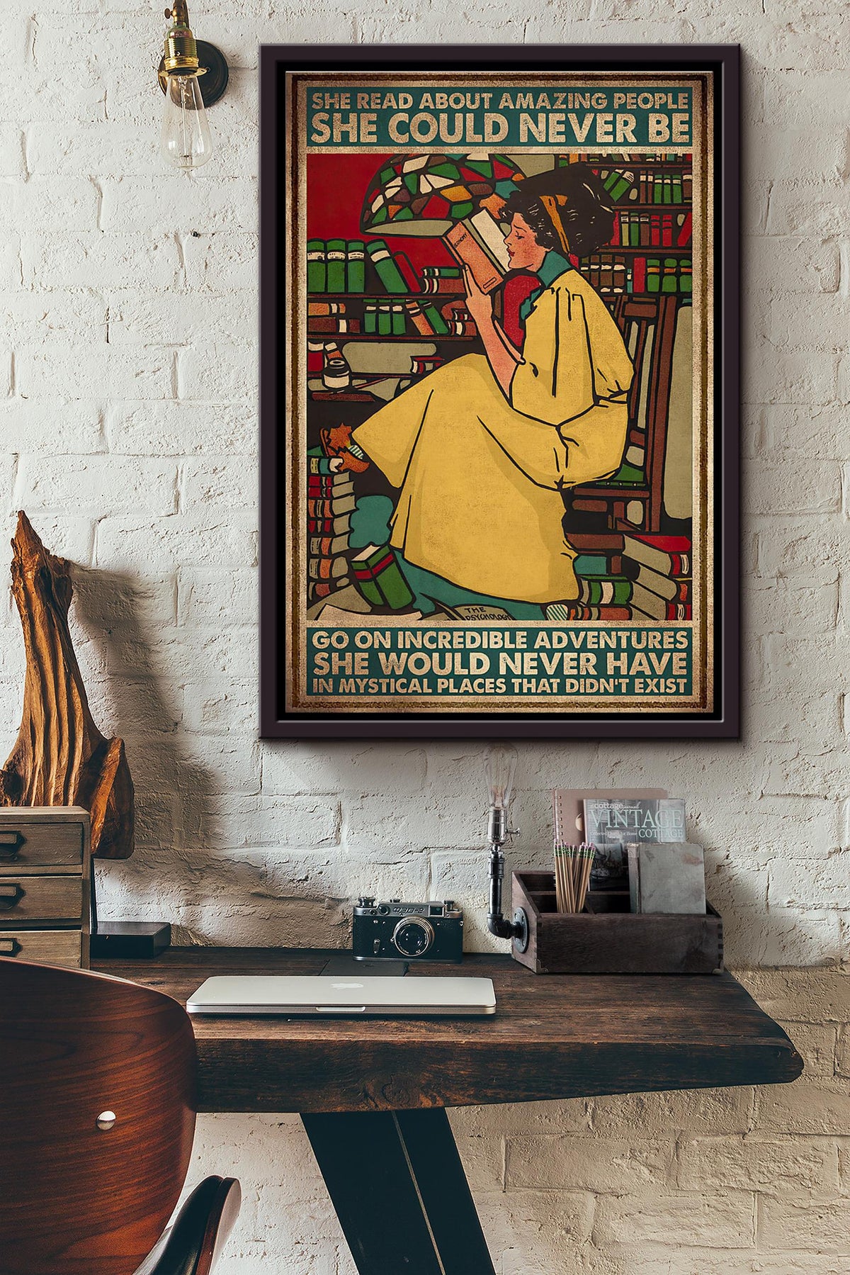 She Read About Amazing People She Could Never Be Poster Framed Matte Canvas