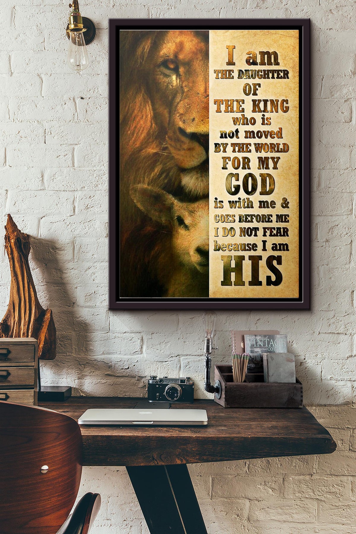 Lion I Am The Daughter Of The King Poster Framed Matte Canvas