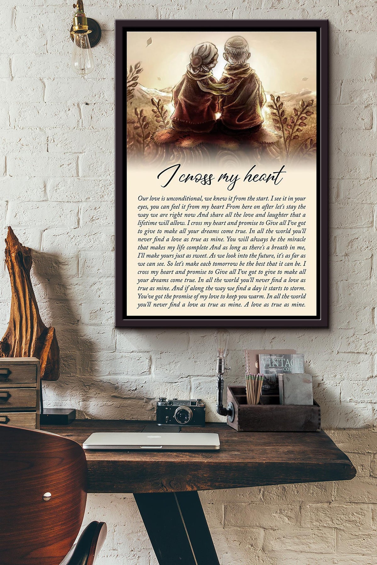 Old Couple I Cross My Heart Poster Framed Matte Canvas