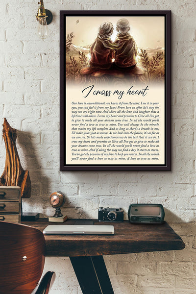 Old Couple I Cross My Heart Poster Framed Matte Canvas