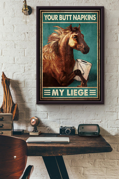 Horse Toilet Paper Your Butt Napkins My Liege Poster Framed Matte Canvas