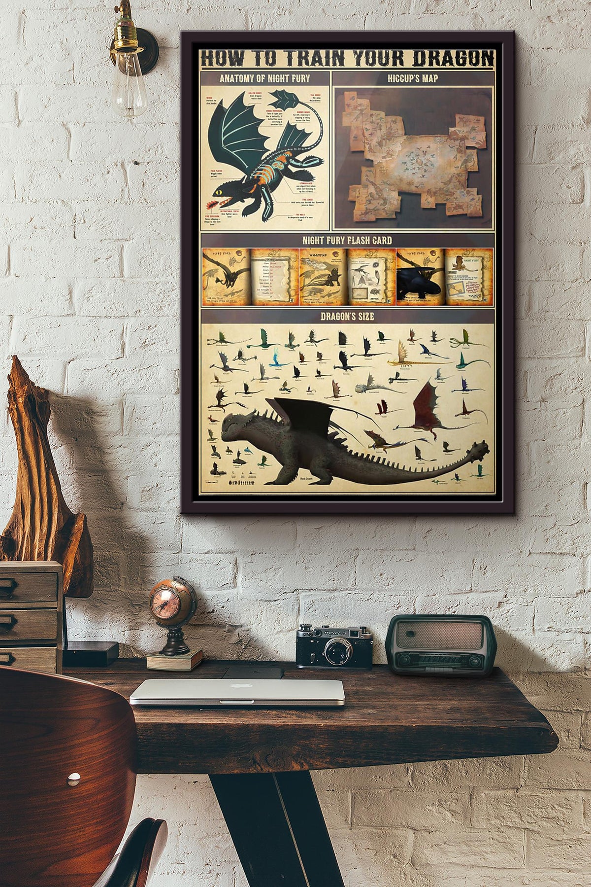 How To Train Your Dragon Poster Framed Matte Canvas