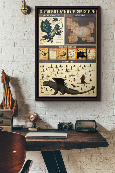 How To Train Your Dragon Poster Framed Matte Canvas