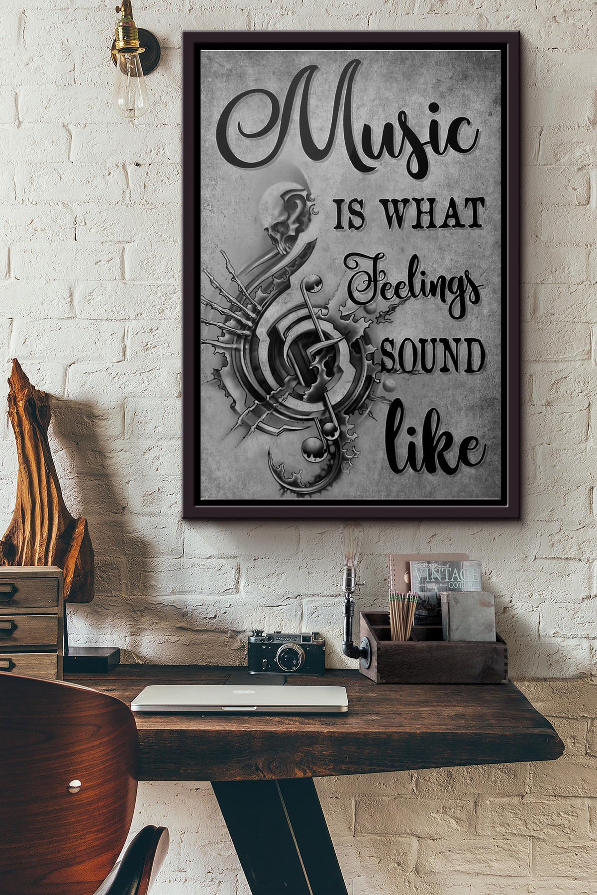 Music Is What Feeling Sound Like Poster Framed Matte Canvas