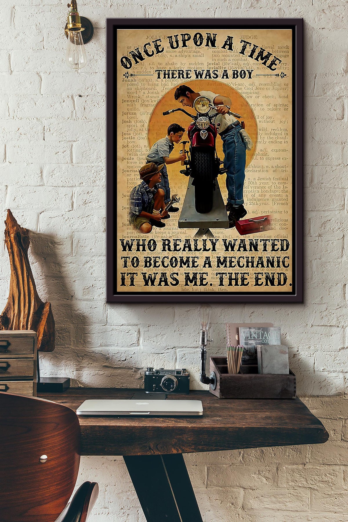 A Boy Who Really Wanted To Become A Mechanic Framed Matte Canvas