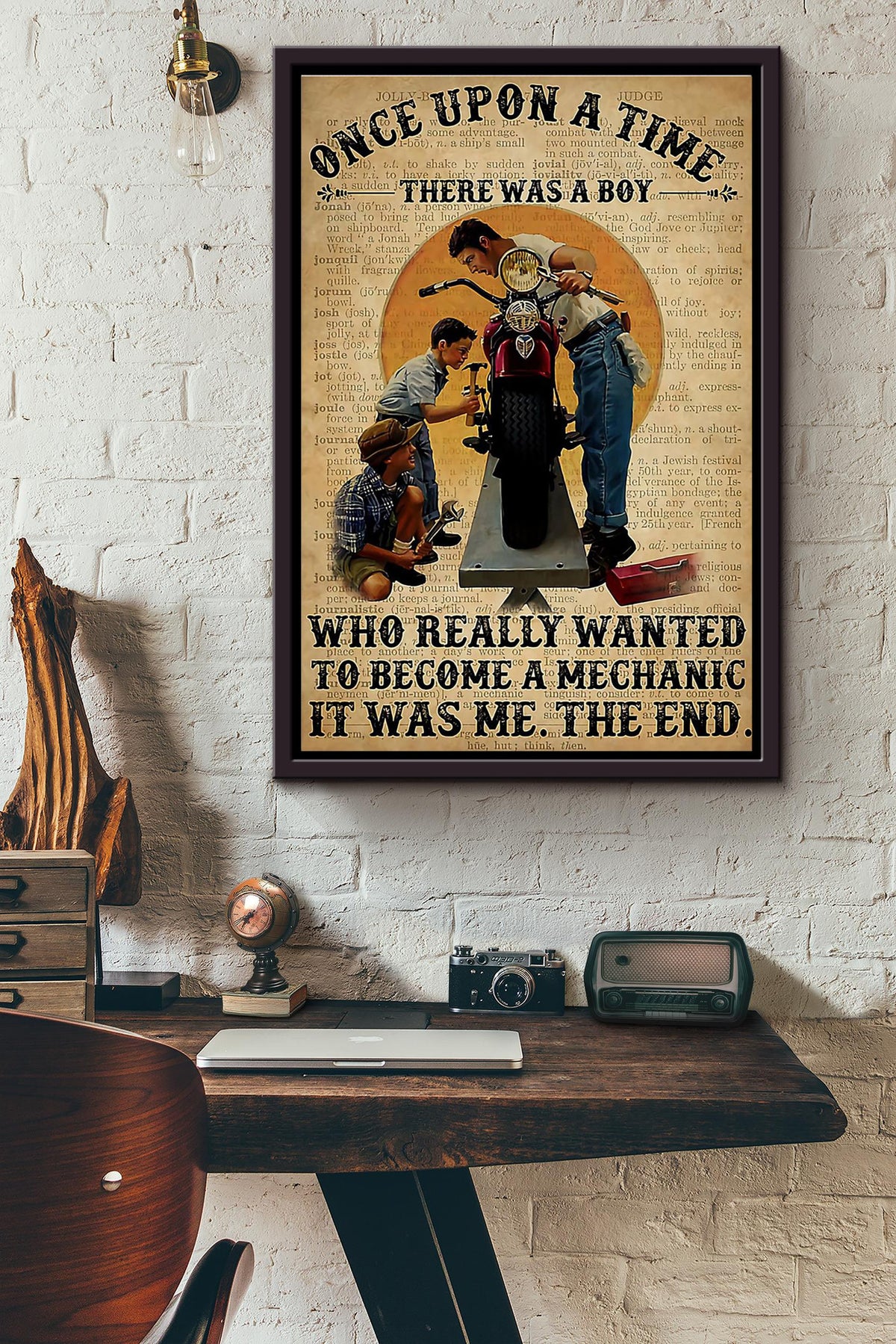 A Boy Who Really Wanted To Become A Mechanic Framed Matte Canvas