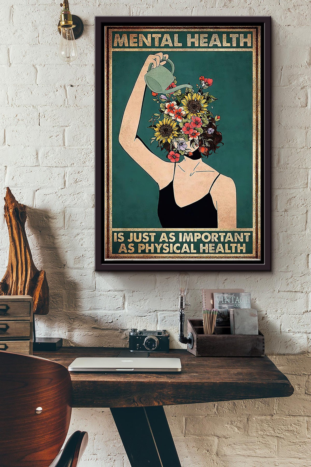 Social Worker Mental Health Is Just As Important As Physical Health Poster Framed Matte Canvas