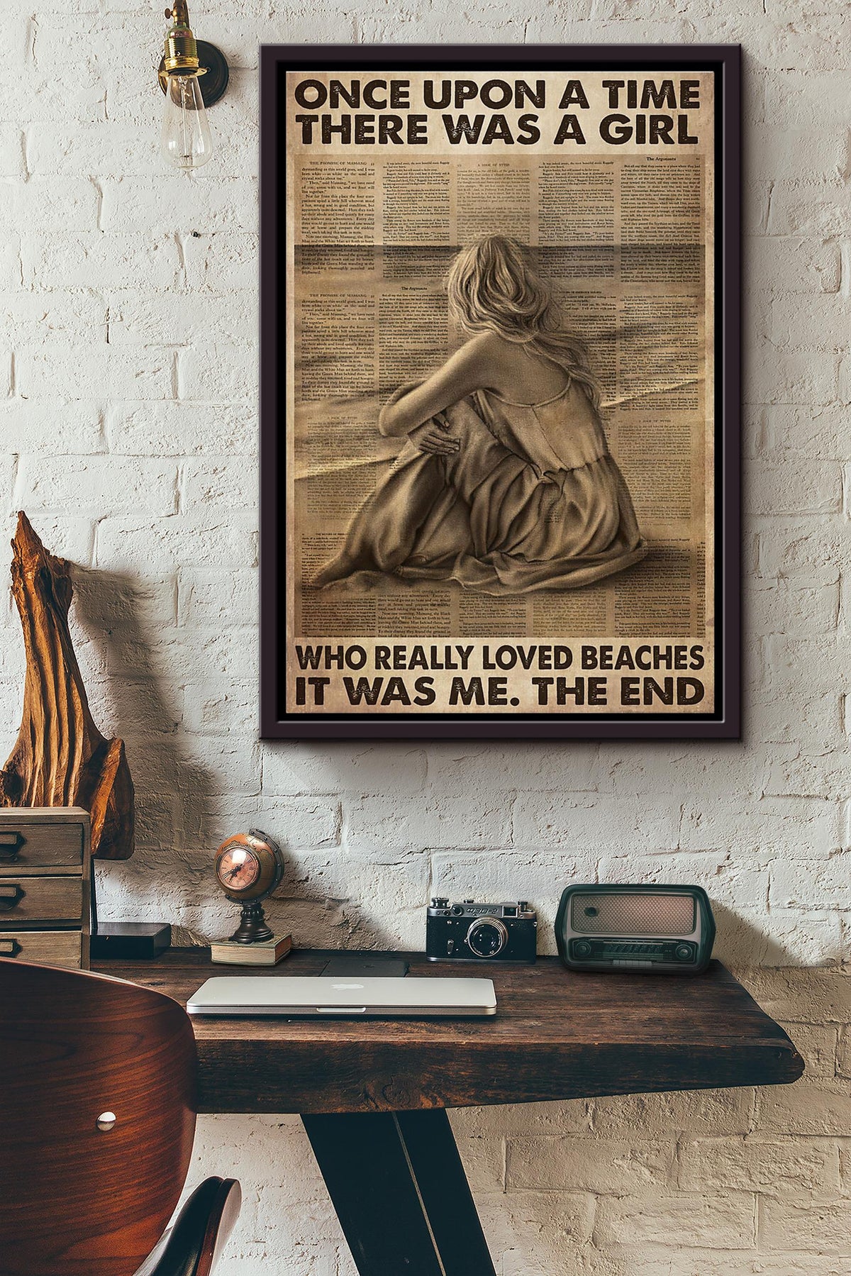 Once Upon A Time There Was A Girl Who Really Loved Beaches The End Dictionary Poster Framed Matte Canvas