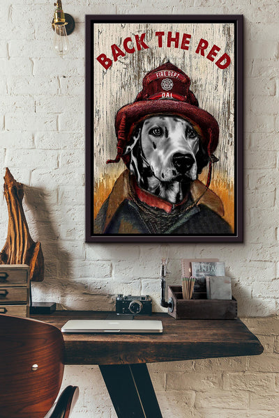 Back The Red Dalmatian Dog Poster Framed Matte Canvas