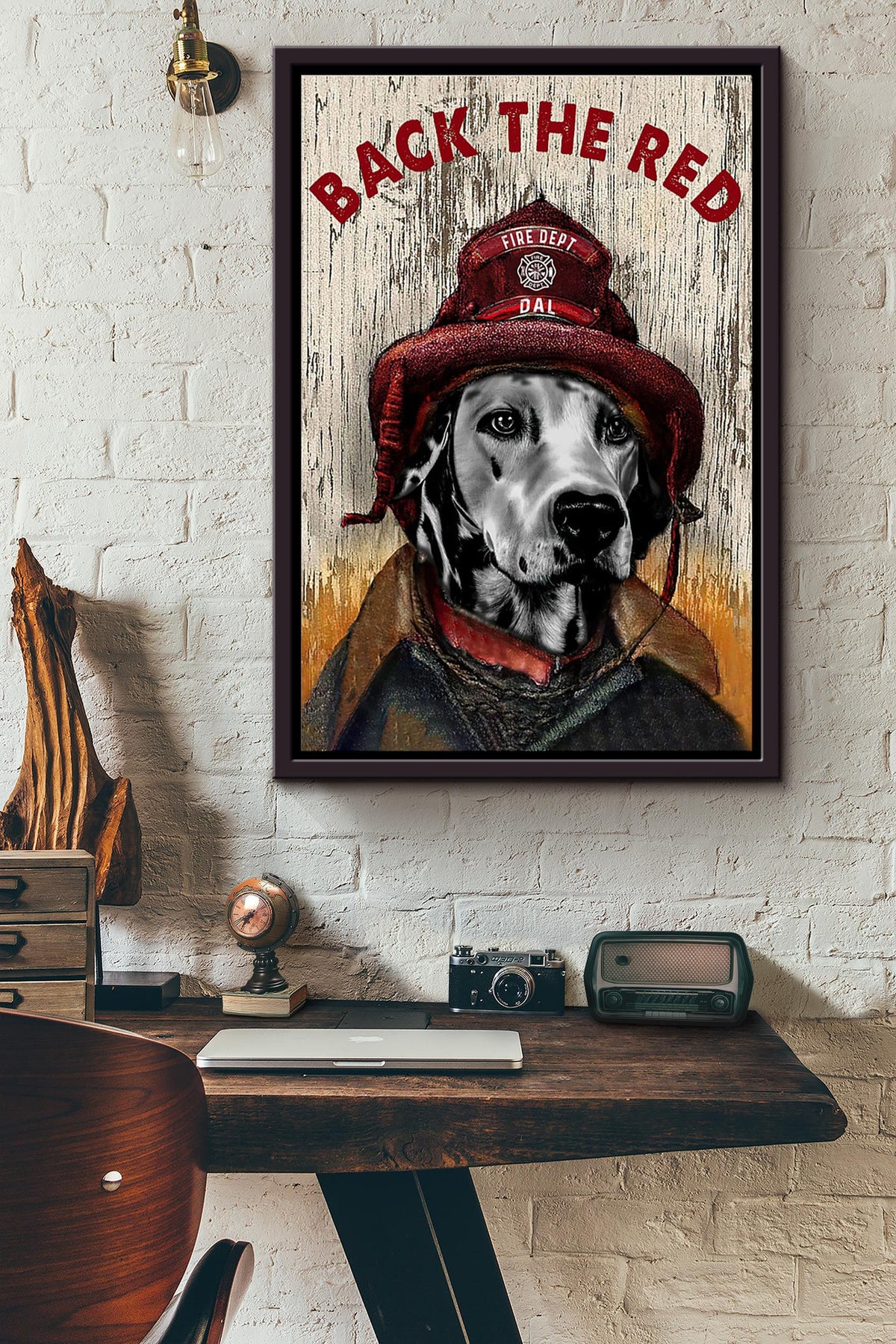 Back The Red Dalmatian Dog Poster Framed Matte Canvas