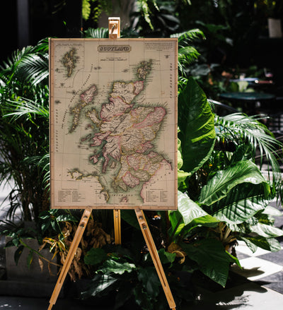 Scotland World Map Poster Framed Matte Canvas