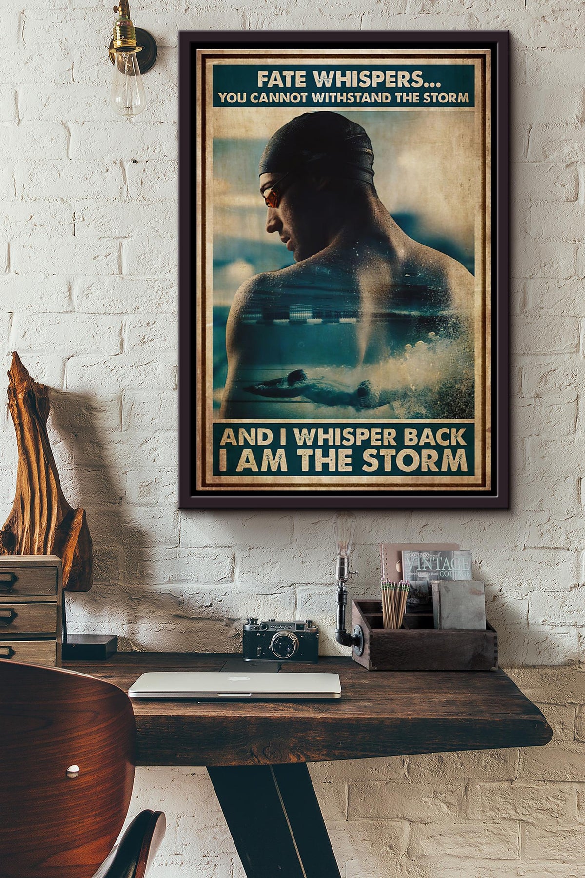 Swimmer I Whisper Back I Am The Storm Poster Framed Matte Canvas