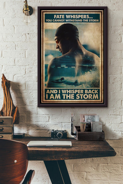 Swimmer I Whisper Back I Am The Storm Poster Framed Matte Canvas