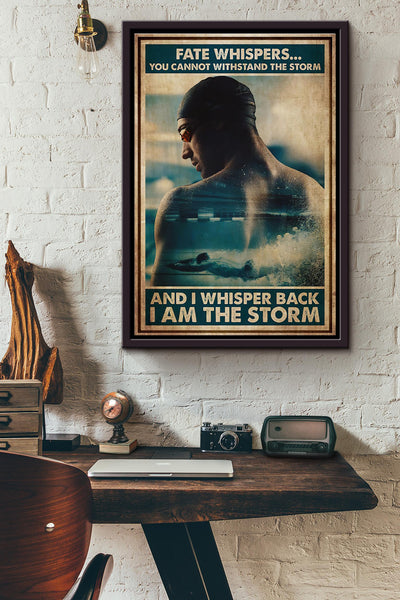 Swimmer I Whisper Back I Am The Storm Poster Framed Matte Canvas